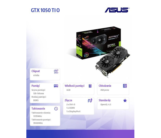 ASUS GeForce GTX 1050 TI O 4GB 128BIT STRIX-GTX1050TI-O4G-GAMING - 1459696 - zdjęcie 2